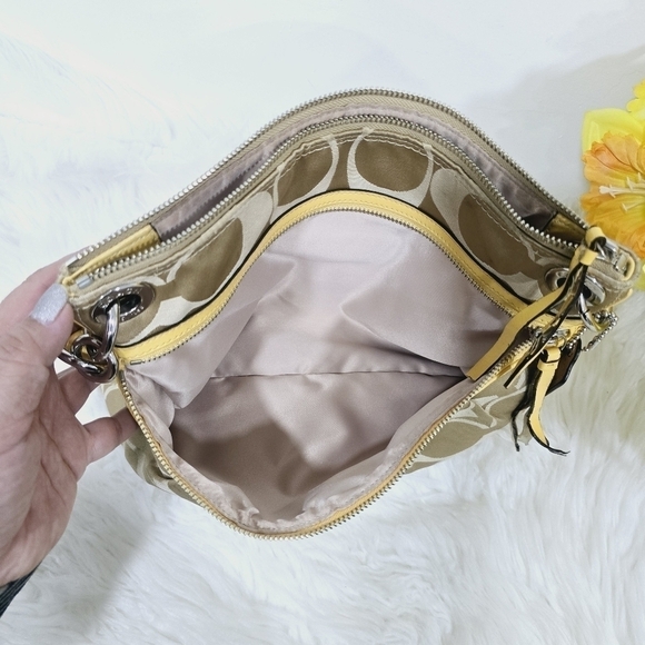 Coach yellow and tan satchel bag - Picture 14 of 16